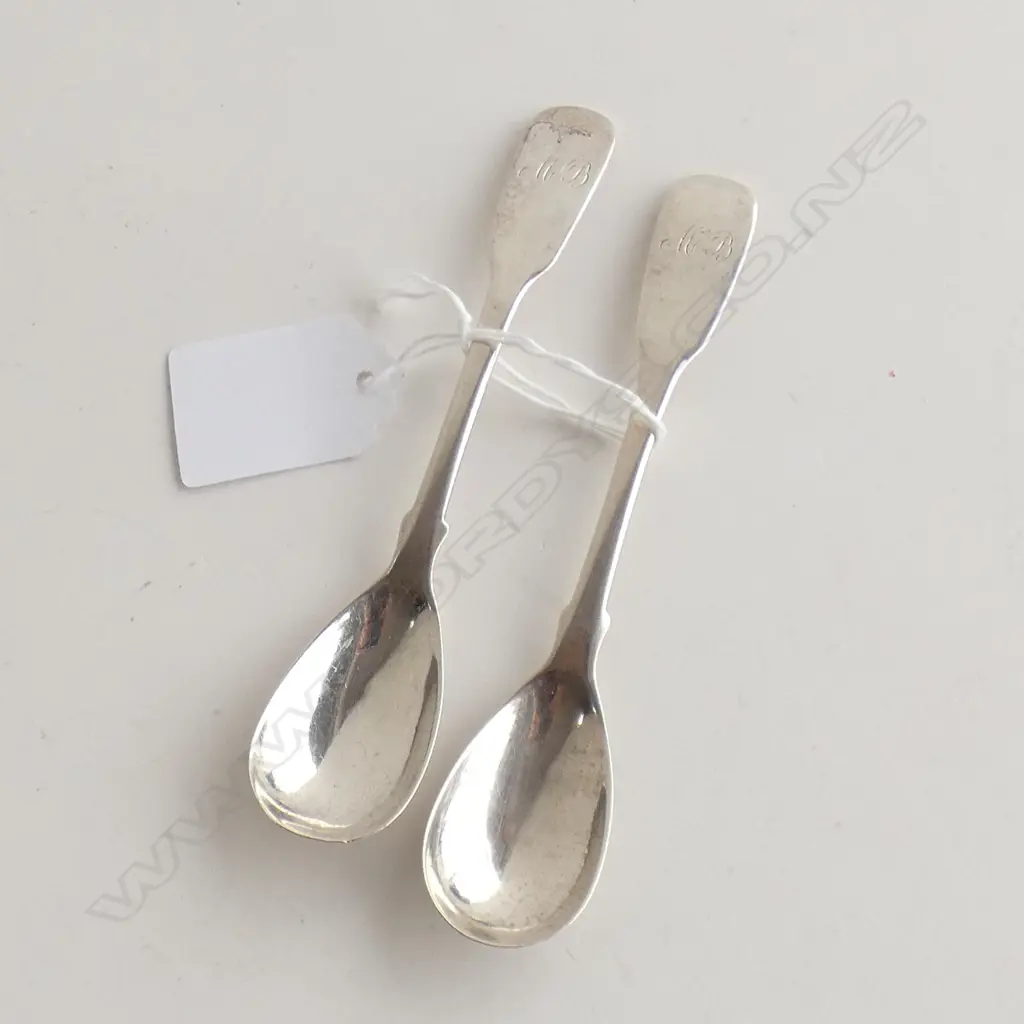 PR GEO IV SILVER MUSTARD SPOONS FIDDLE PATTERN GLASCOW 1824 Image 1++