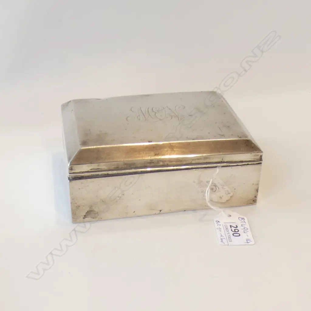 STG SILVER LIDDED BOX - WOODEN LINED - BIRMINGHAM 1912  610GMS INCL INNER + CONTENTS - OLD CERAMIC & BRASS BELT BUCKLE Image 1++