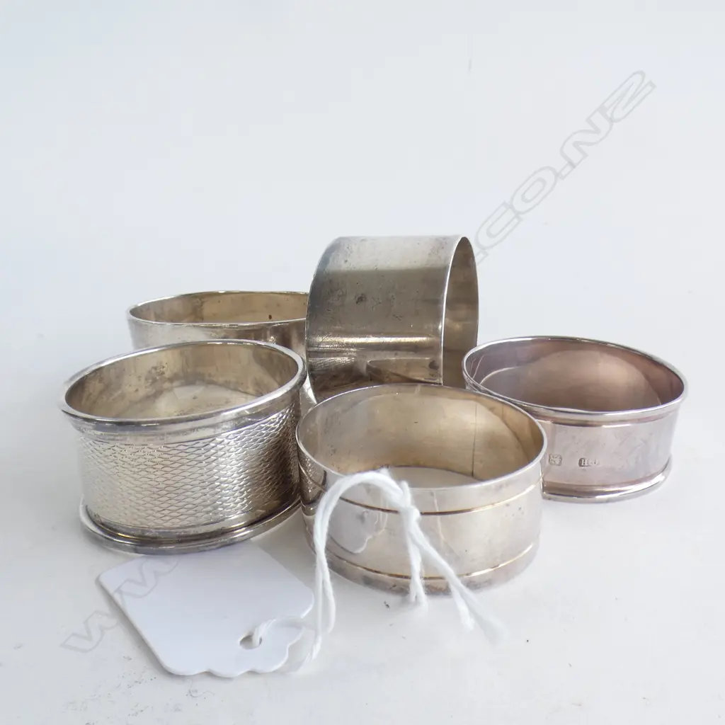 5 X STG SILVER HALLMARKED NAPKIN RINGS 96 GRAMS Image 1++