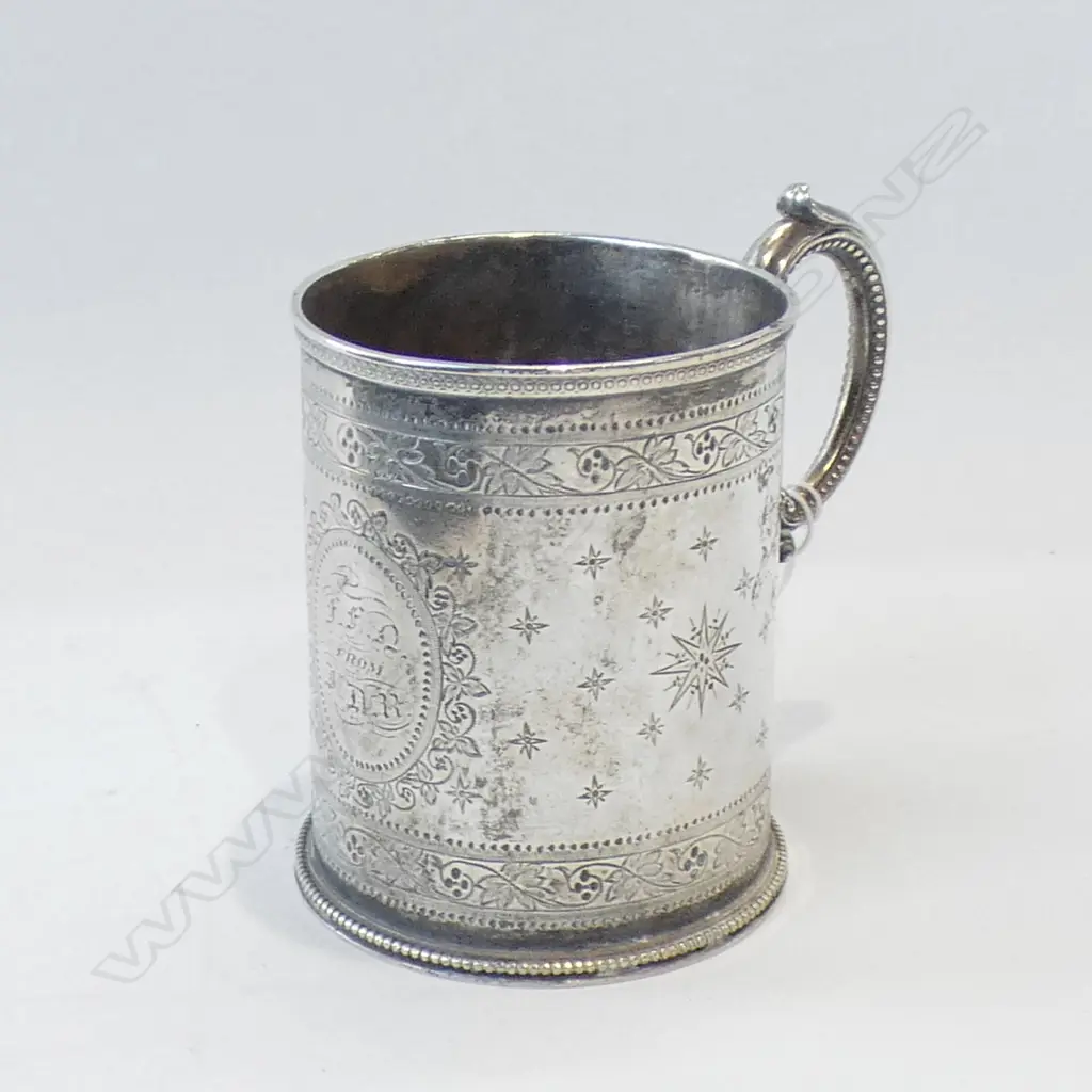 STG SILVER CHRISTENING MUG (H 90MM) LONDON 1868  147GMS Image 1++