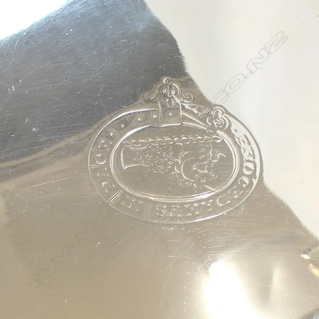OLD SHEFFIELD PLATE TRAY - CREST WITH UNICORN AND WHEAT SHEATH Image 1++