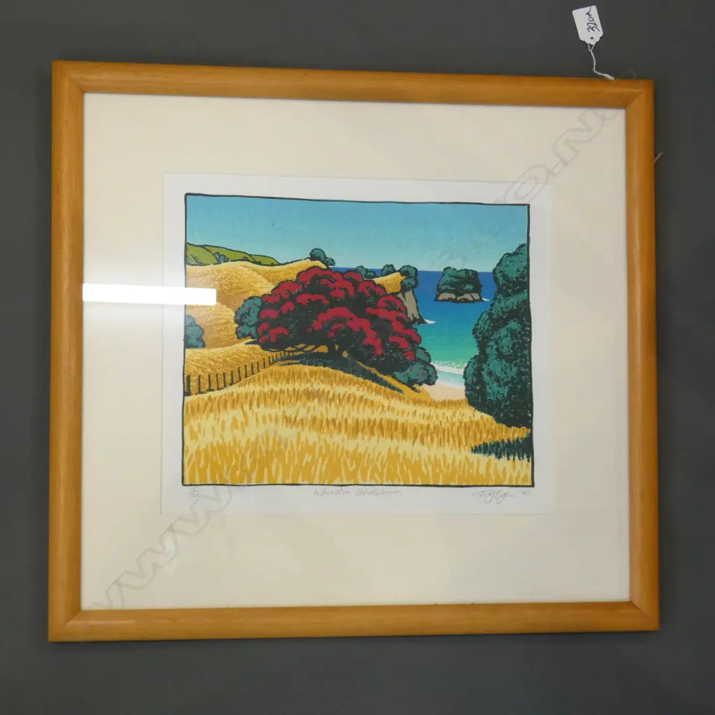 TONY OGLE 'WHIRITOA POHUTAKAWA', SIGNED & DATED '93 LTD ED PRINT 15/120, 315x365mm Image 1++