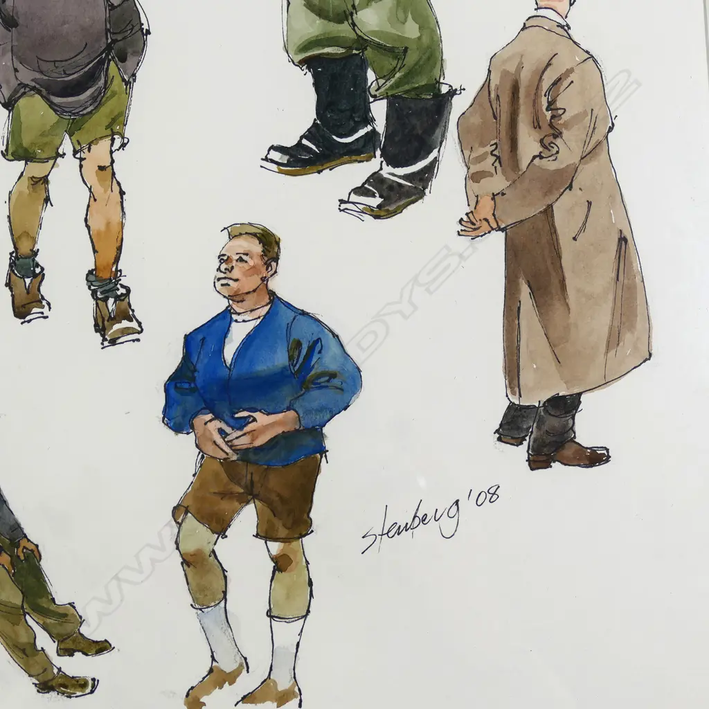 RON STENBERG WATERCOLOUR, CHARACTER FIGURE STUDIES. 485 X 285mm Image 1++