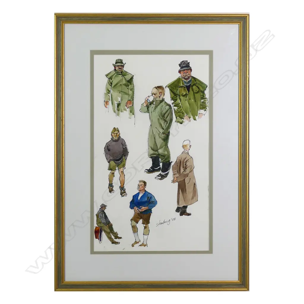 RON STENBERG WATERCOLOUR, CHARACTER FIGURE STUDIES. 485 X 285mm Image 1++