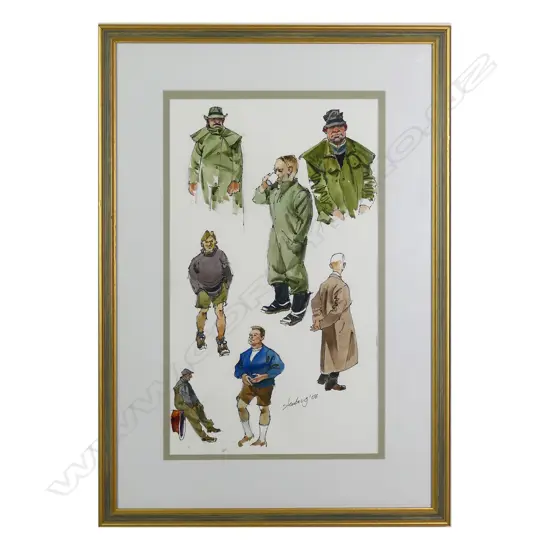 RON STENBERG WATERCOLOUR, CHARACTER FIGURE STUDIES. 485 X 285mm