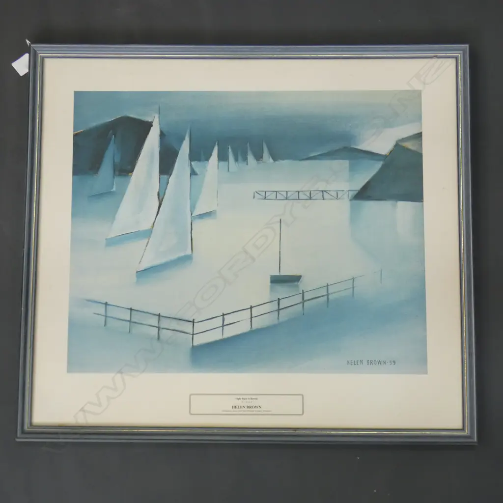 HELEN BROWN PRINT 'NIGHT RACE TO KAWAU' 420x520mm Image 1++