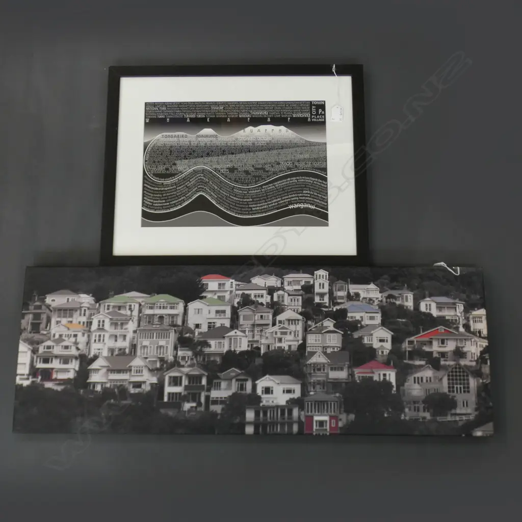 PRINT ON CANVAS - HOUSES (910 X 3245MM) + MODERN B& W INKJET REPRODUCTION (380 X 280MM) Image 1++