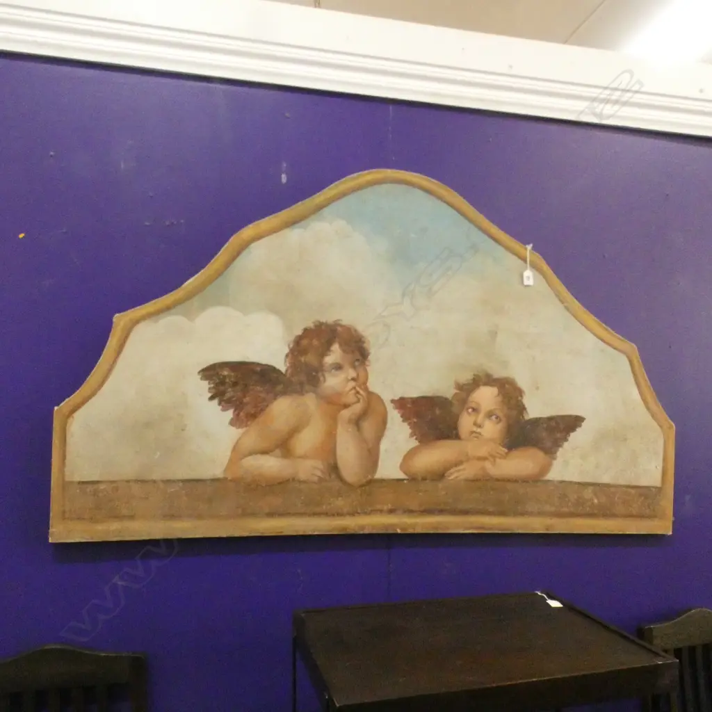 FRAMED CANVAS HEAD BOARD OR WALL HANGING -- CHERUBS 1500 X 840MM Image 1++