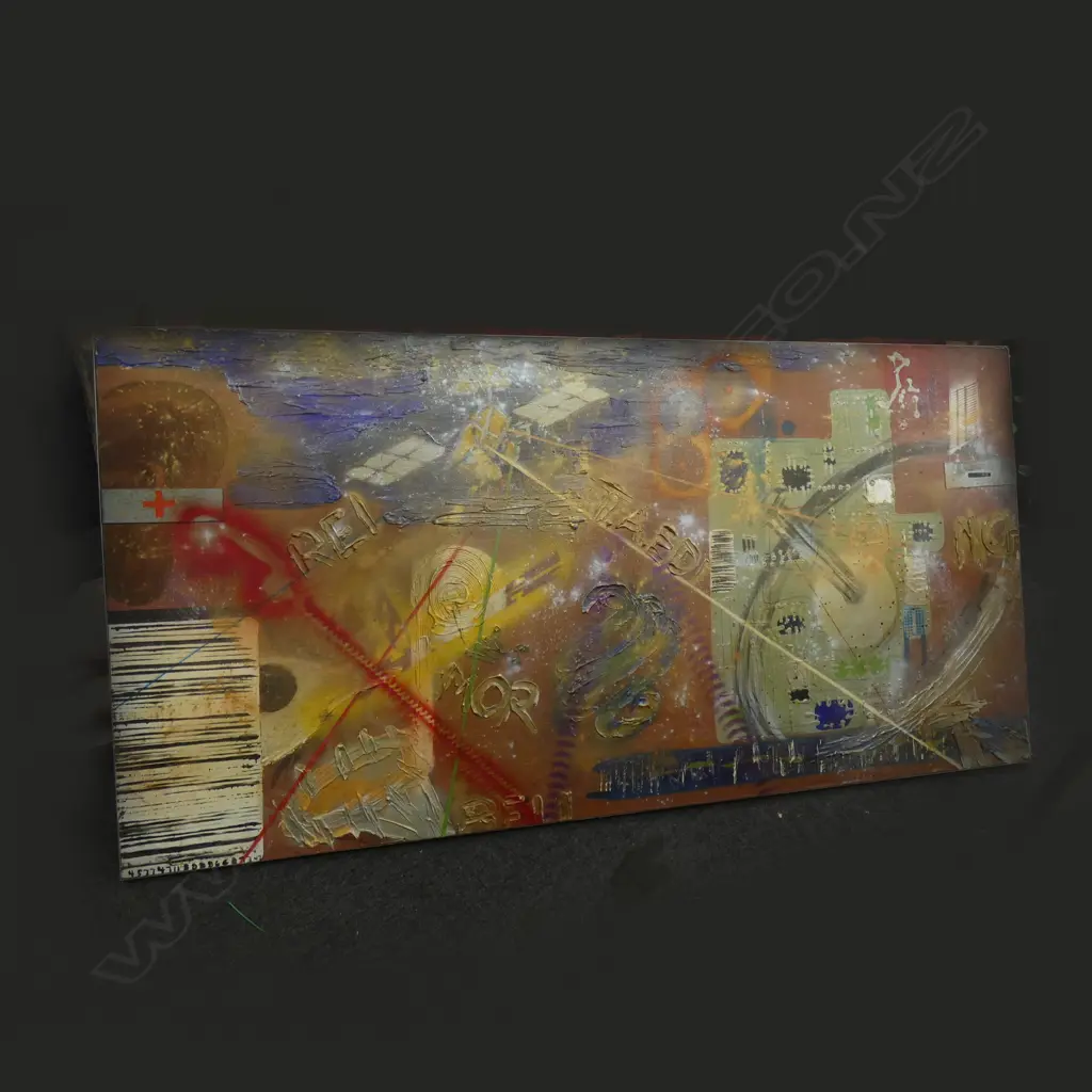 PETER SCHOENAUER, 'PLUS/MIBUS GTS' 1995 OIL MIXED MEDIA Image 1++