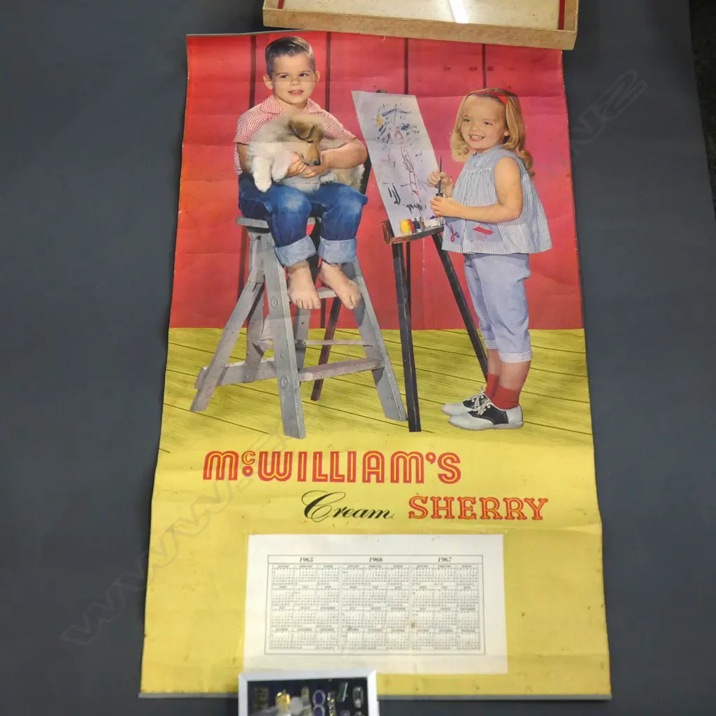 VINTAGE CALENDAR 'McWILLIAMS CREAM SHERRY' c1965-67 980x560mm Image 1++