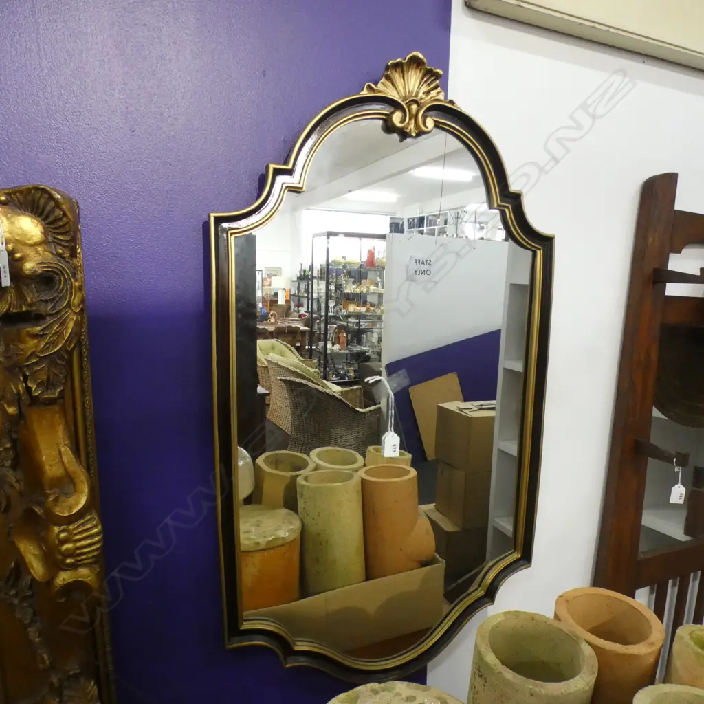 GOLD / GILT FRAMED MIRROR w. SCROLL 930x545mm Image 1++