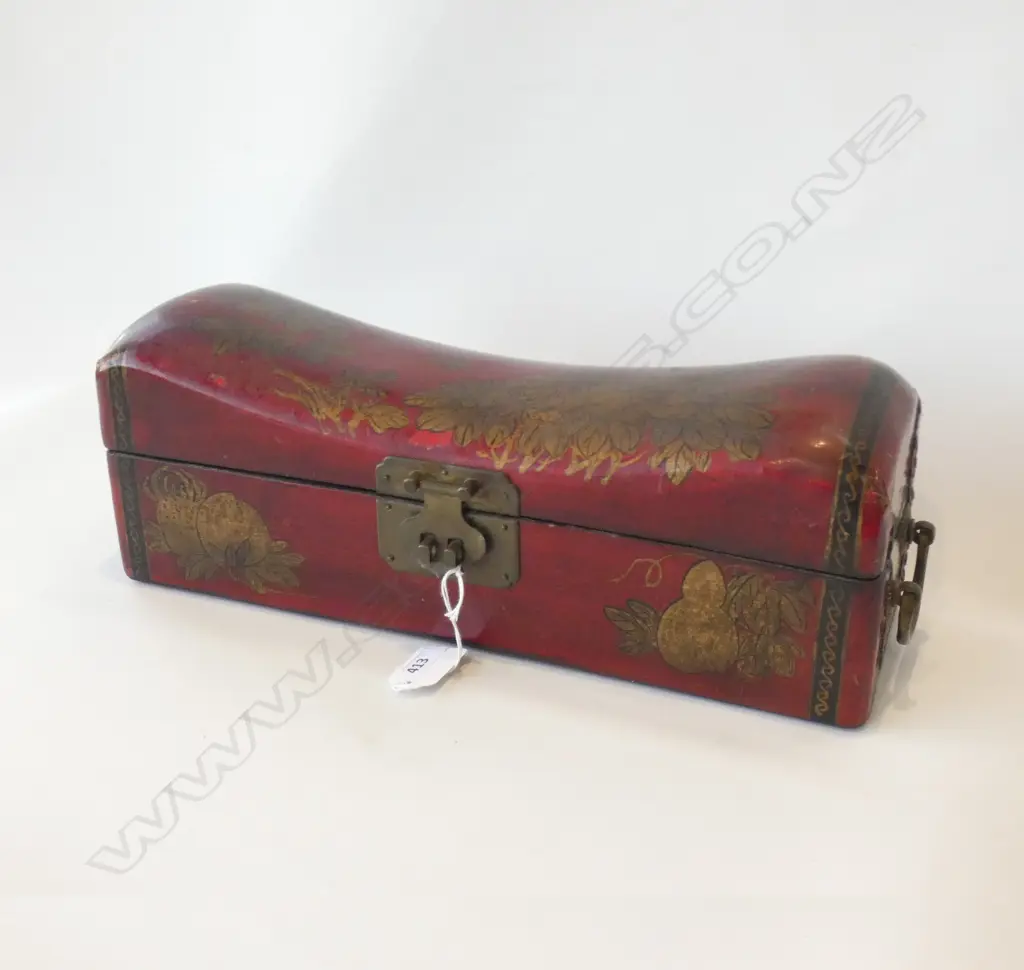 ORIENTAL RED ENAMEL LIDDED PILLOW BOX  L 360MM Image 1++