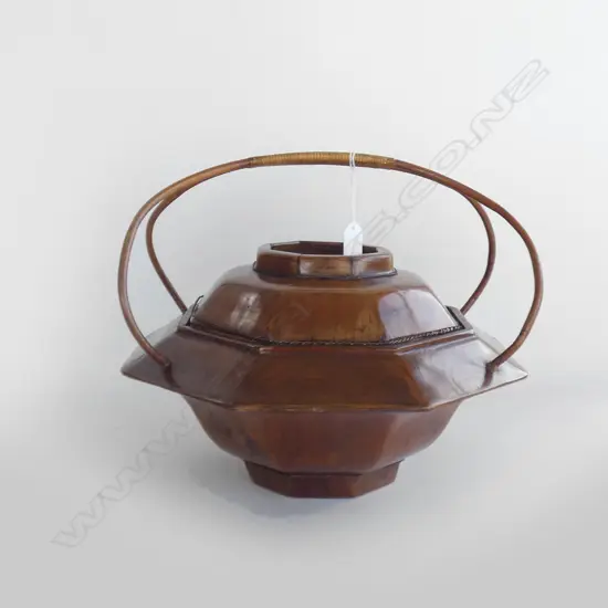 OLD CHINESE OCTAGONAL ELM WOOD WEDDING BASKET. Dia.360mm