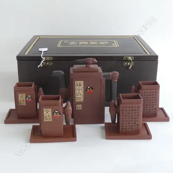YIXING WARE TEA SERVICE, BOXED