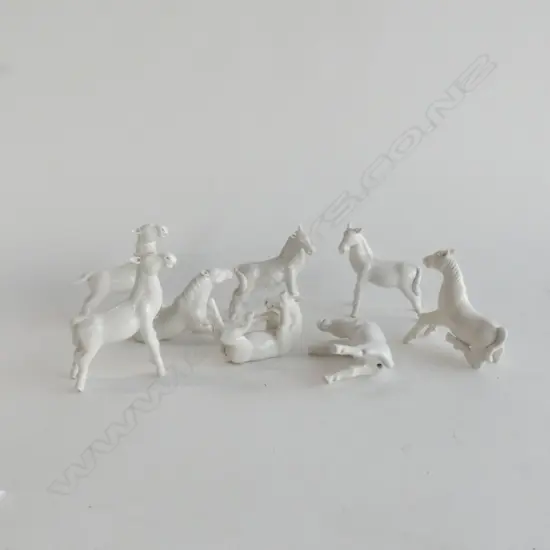 8 CHINESE BLANC DE CHINE HORSES MINOR DAMAGE
