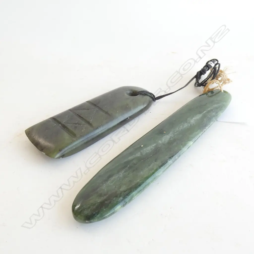 2 CONTEMPORARY POUNAMU PENDANTS (100 & 145mm) Image 1++