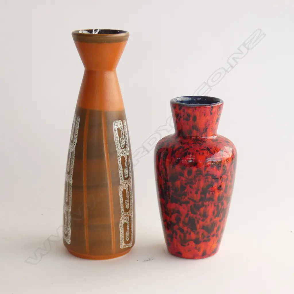 TWO MID CENTURY WEST GERMAN VASES H 255 & 185MM Image 1++