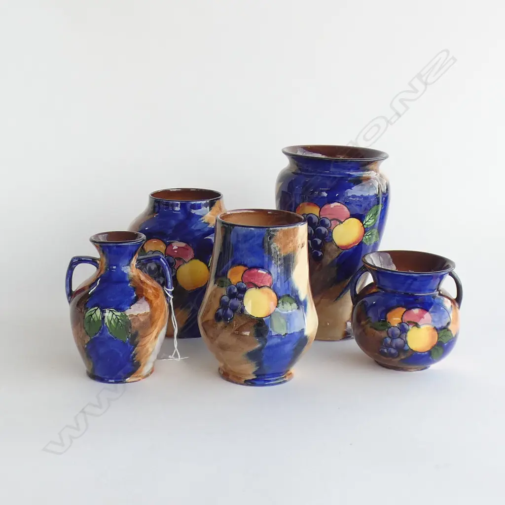 5 ASST H & K TUNSTALL 'AUTUMN' VASES - TALLEST H 170MM - EXCELLENT CONDITION Image 1++