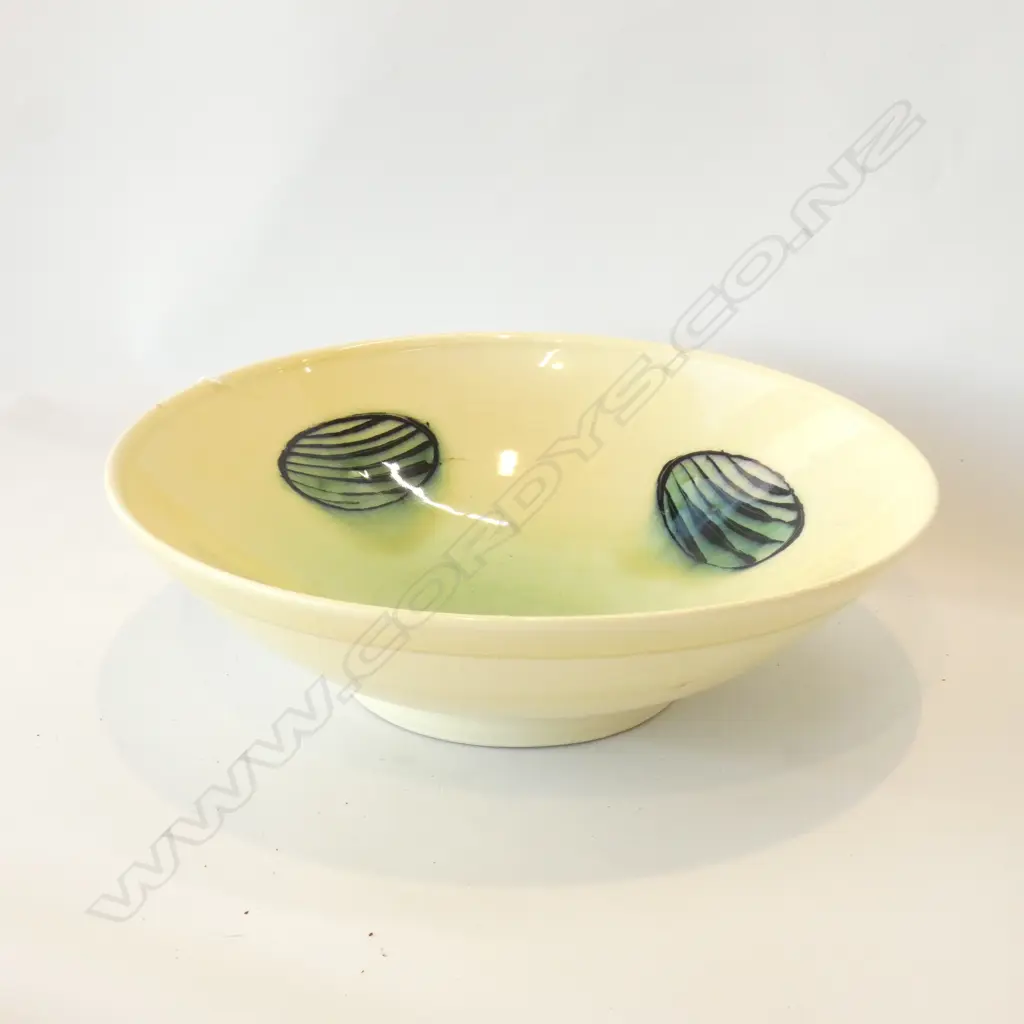 SIGNED LARGE STUDIO POTTERY BOWL YELLOW GLAZE 310mm dia Image 1++