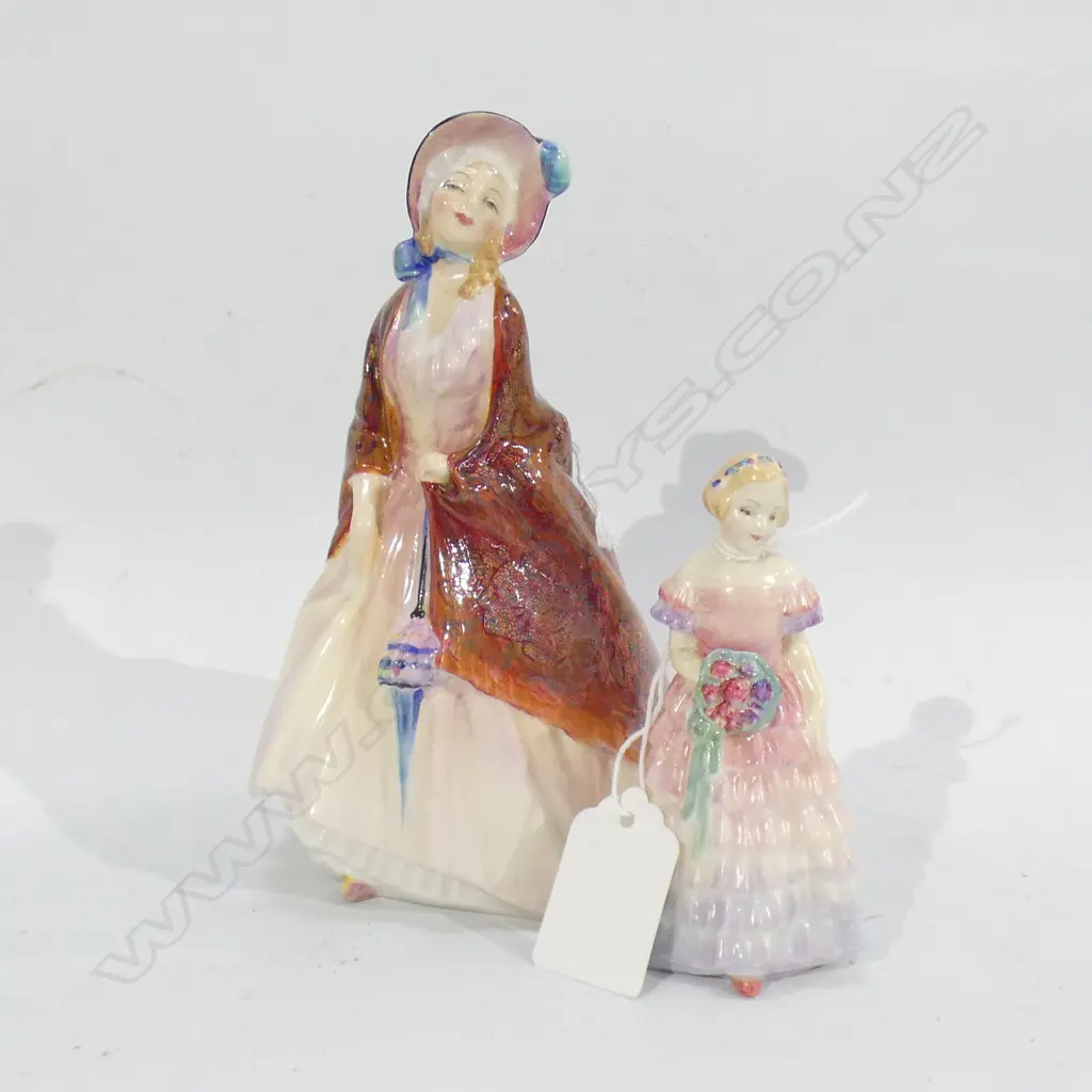 2 ROYAL DOULTON FIGURINES; 'PAISLEY SHAWL' (H160MM) & 'BRIDESMAID  (H100MM) Image 1++