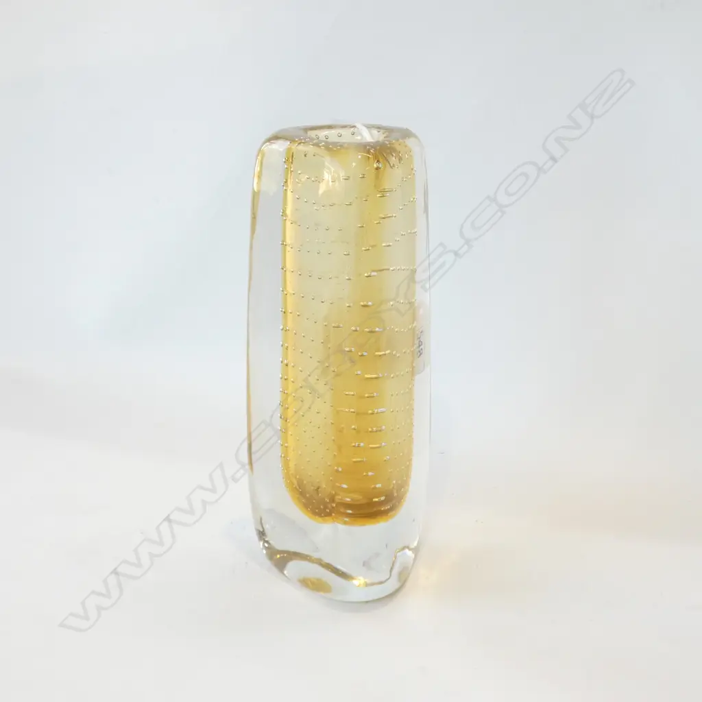 MURANO AMBER GLASS VASE WITH CONTROLLED BUBBLES H 200MM Image 1++