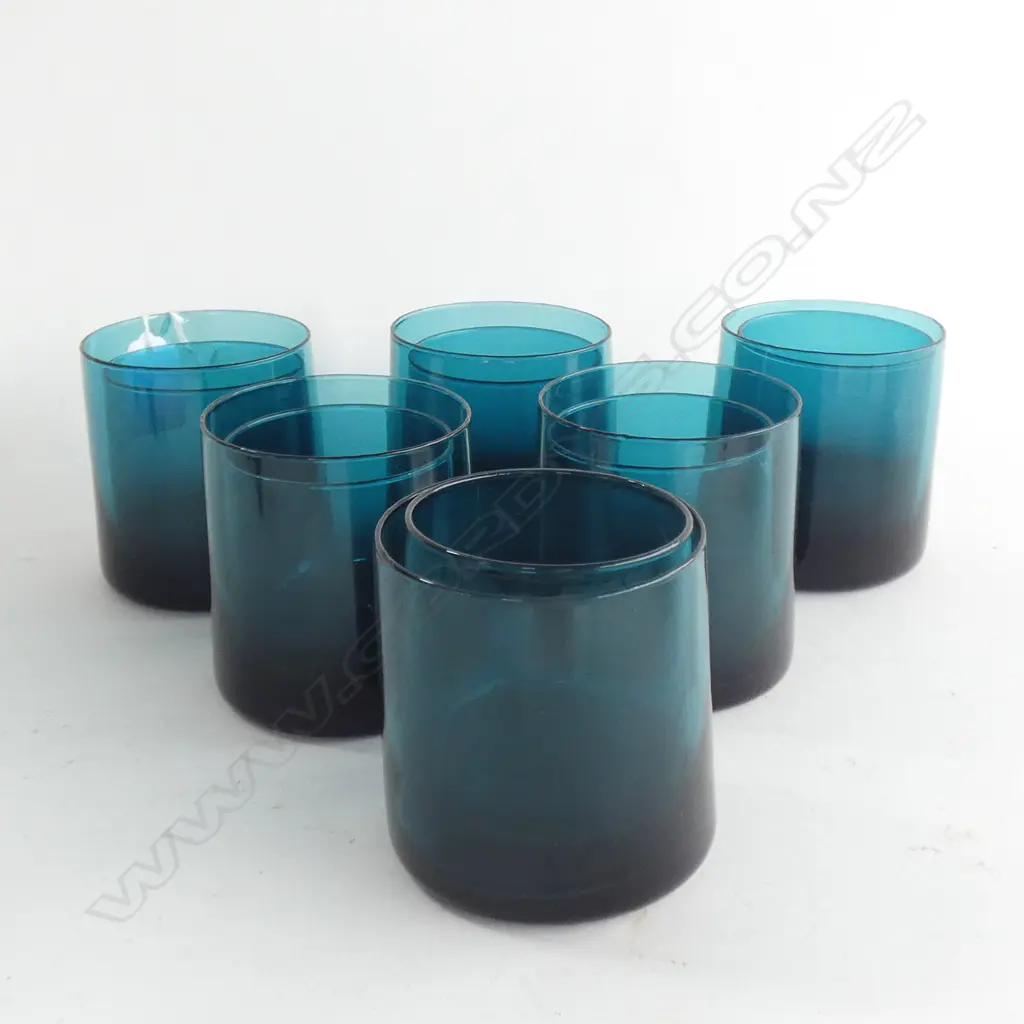 12 BLUE GLASS TUMBLERS  Image 1++