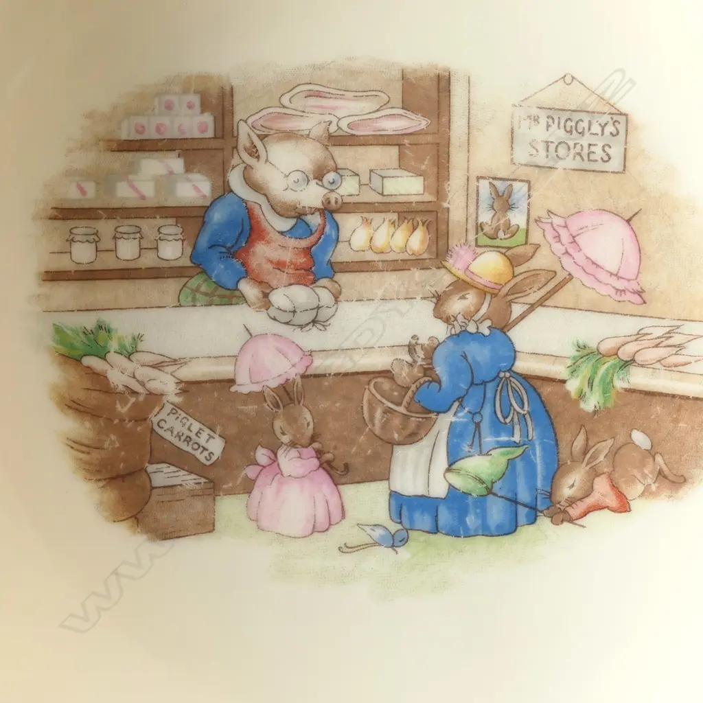 THREE VINTAGE BUNNIKINS CHINA PIECES: 2 BOWLS, 1 PLATE Image 1++