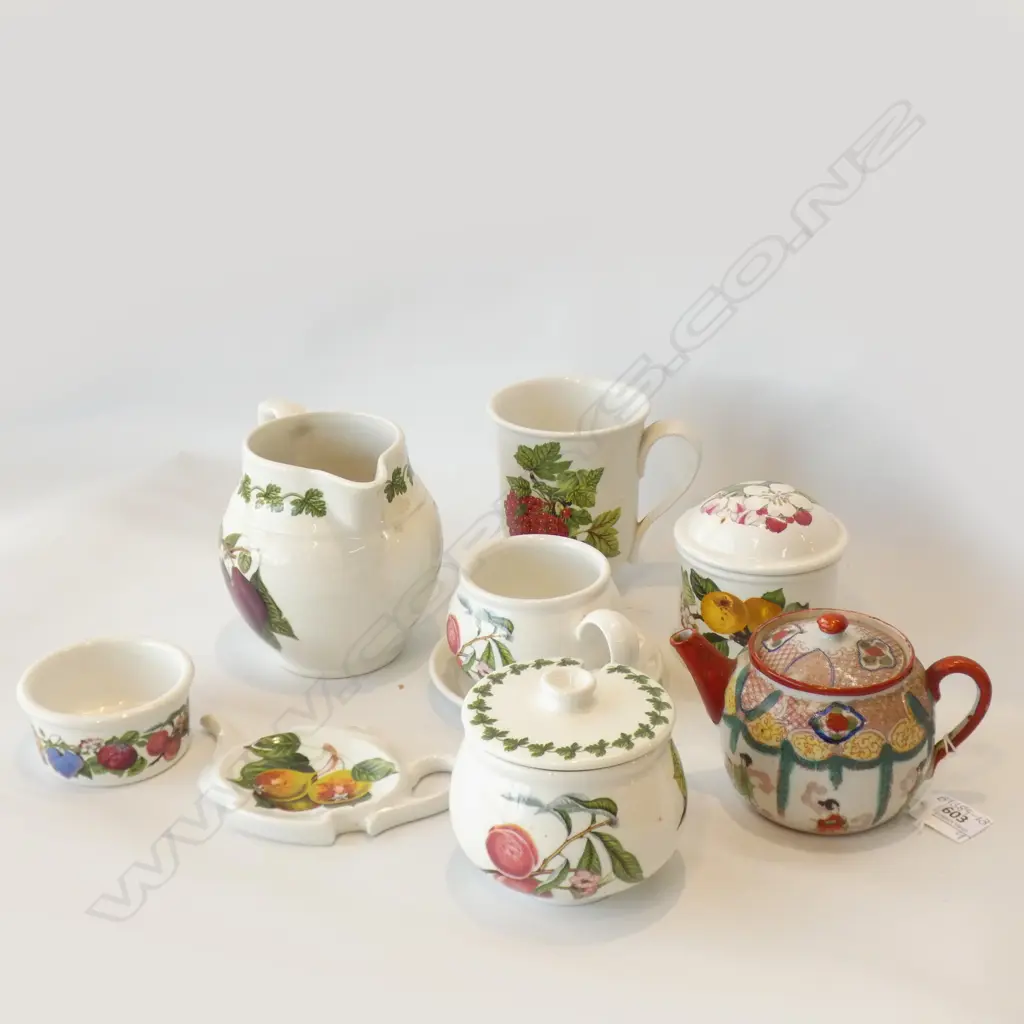 8 PCS PORMEIRION POMONA INCL JUG / MUGS BOWLS ETC.+ SM ORIENTAL TEAPOT Image 1++