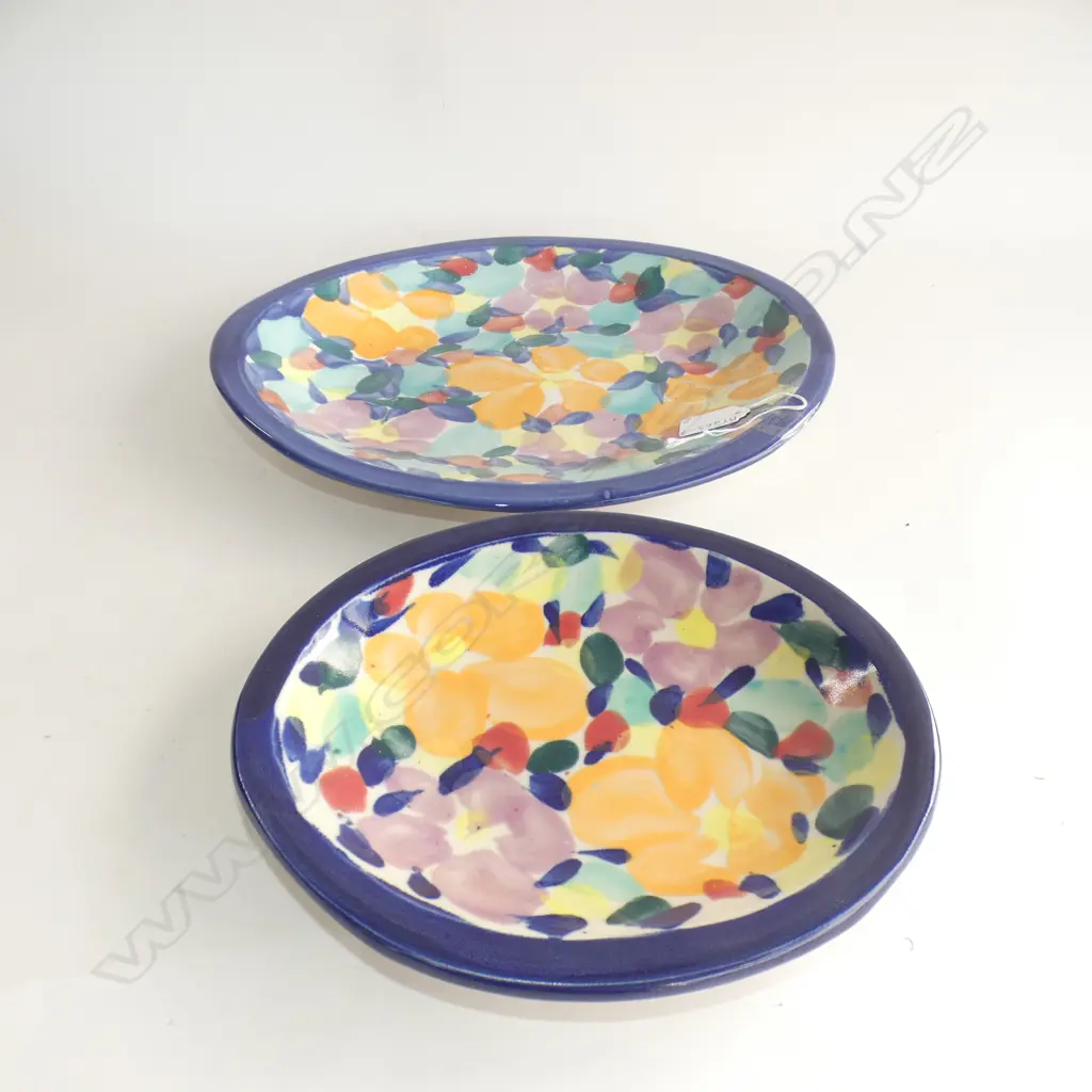 PR MULTI COLOURED TONY SLY POTTERY GRADUATED OVAL PLATES (L 335 & 245MM) Image 1++