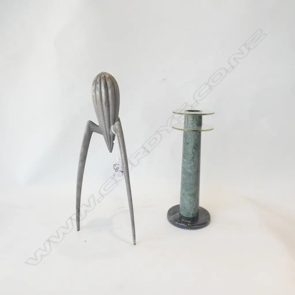 ALESSI LEMON SQUEEZER BY PHILIPPE STARCK + ITALIAN MARBLE CANDLESTICK HOLDER Image 1++