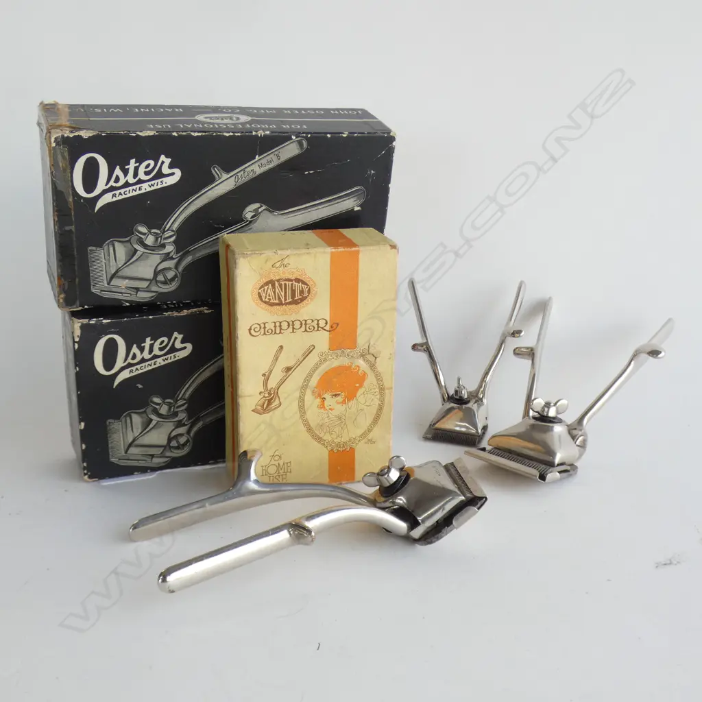 3 VINTAGE HAIR CLIPPERS; 1 X VANITY & 2 X OSTER - ALL IN ORIGINAL BOXES Image 1++