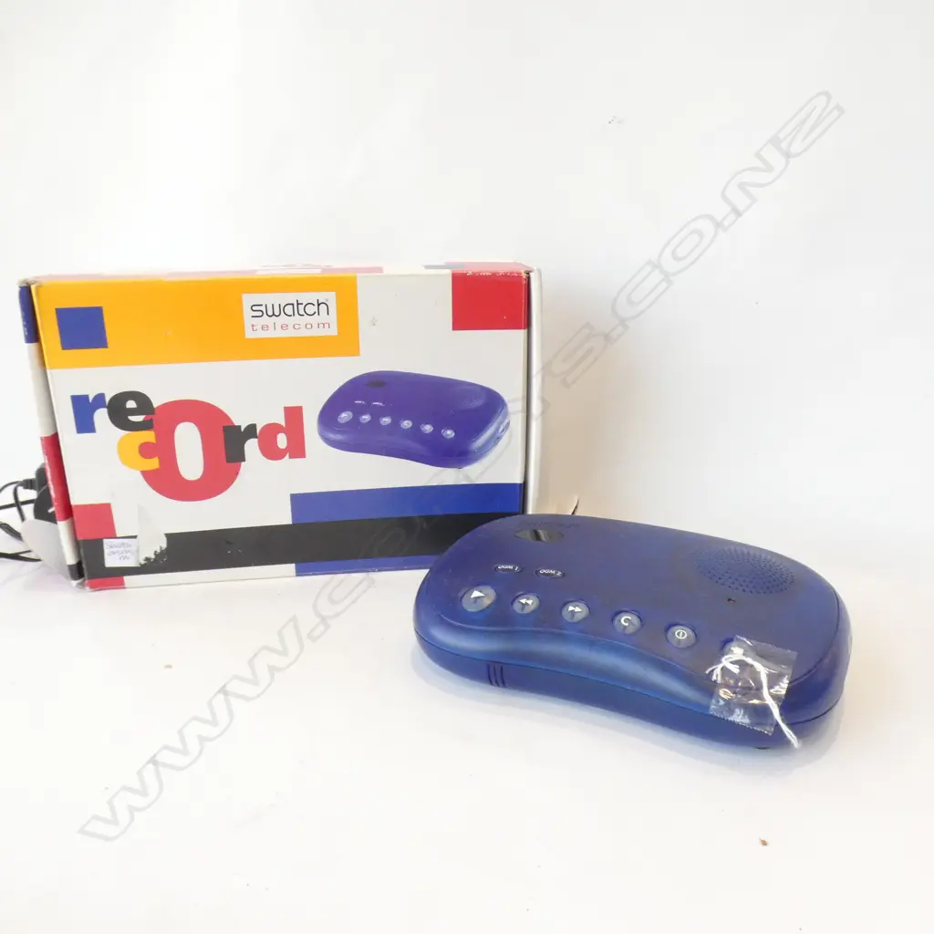 VINTAGE BLUE SWATCH TELEPHONE RECORDER - WITH ORIGINAL BOX  Image 1++