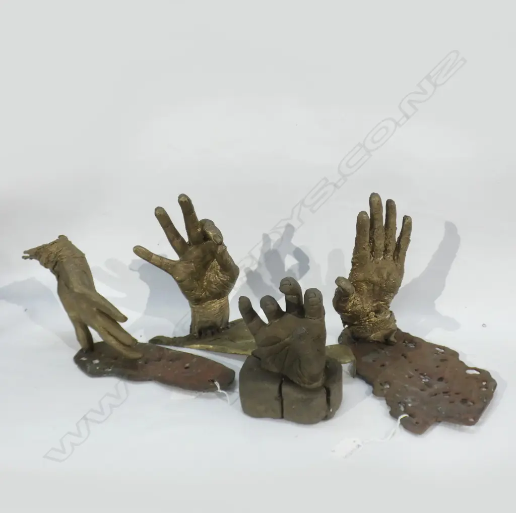 4 BRASS HANDS SCULPTURES  Image 1++