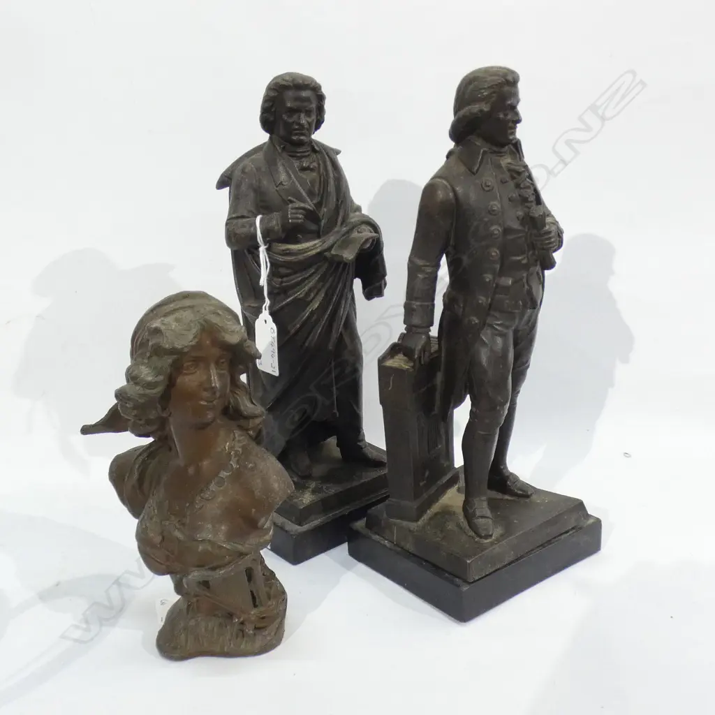 3 OLD SPELTER FIGURES - LARGEST H 280MM Image 1++