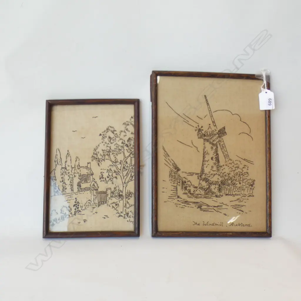 TWO SMALL FRAMED NEEDLE WORKS - PARTINGTONS MILL & OTHER, 270 x 95mm Image 1++