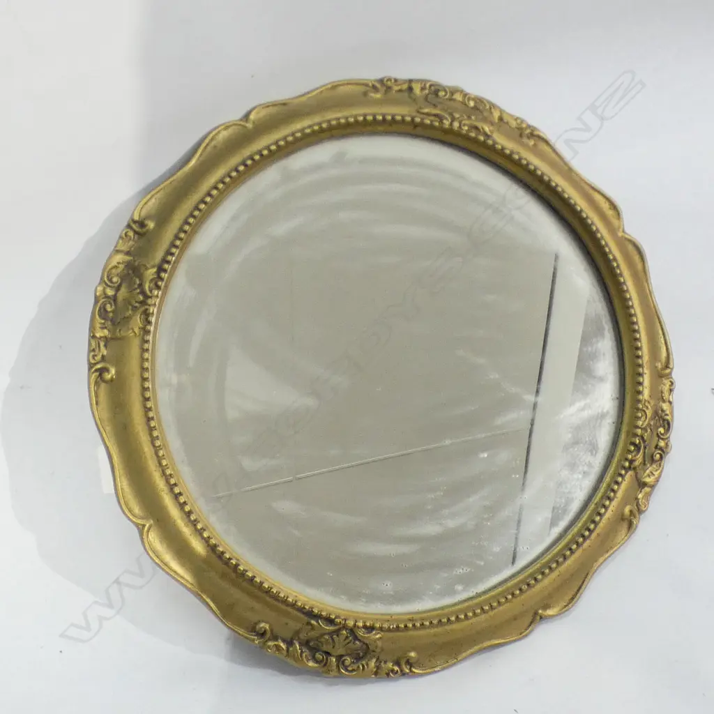ROUND GOLD GILDED FRAMED WALL MIRROR DIA 375MM Image 1++