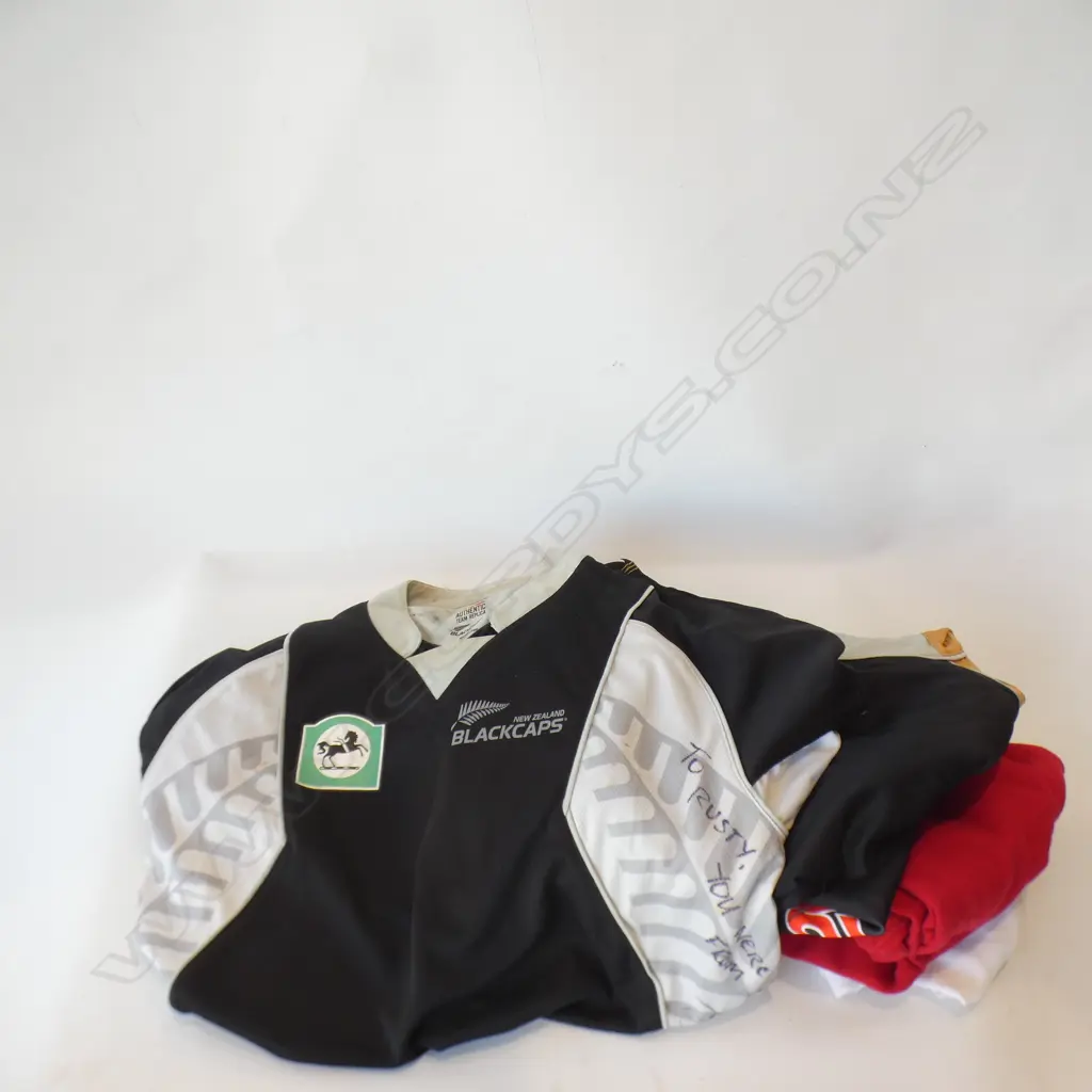 FIVE ASSORTED SPORTS JERSEY’S -AS WORN BY PLAYERS- SOME ARE AUTOGRAPHED-CRICKET/BASEBALL/RUGBY/LEAGUE Image 1++