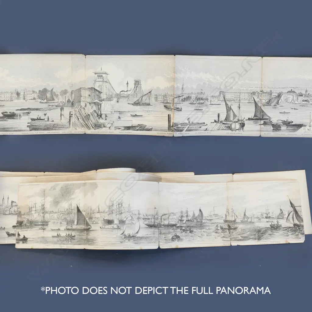 PANORAMA ENGRAVING OF LONDON ALONG THE THAMES Image 1++