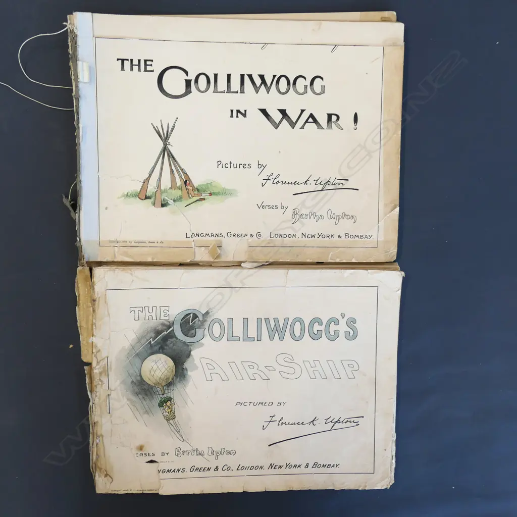 2 ANTIQUE BOOKS; 'THE GOLLIWOGG IN WAR' + 'THE GOLLIWOGGS AIR-SHIP' Image 1++