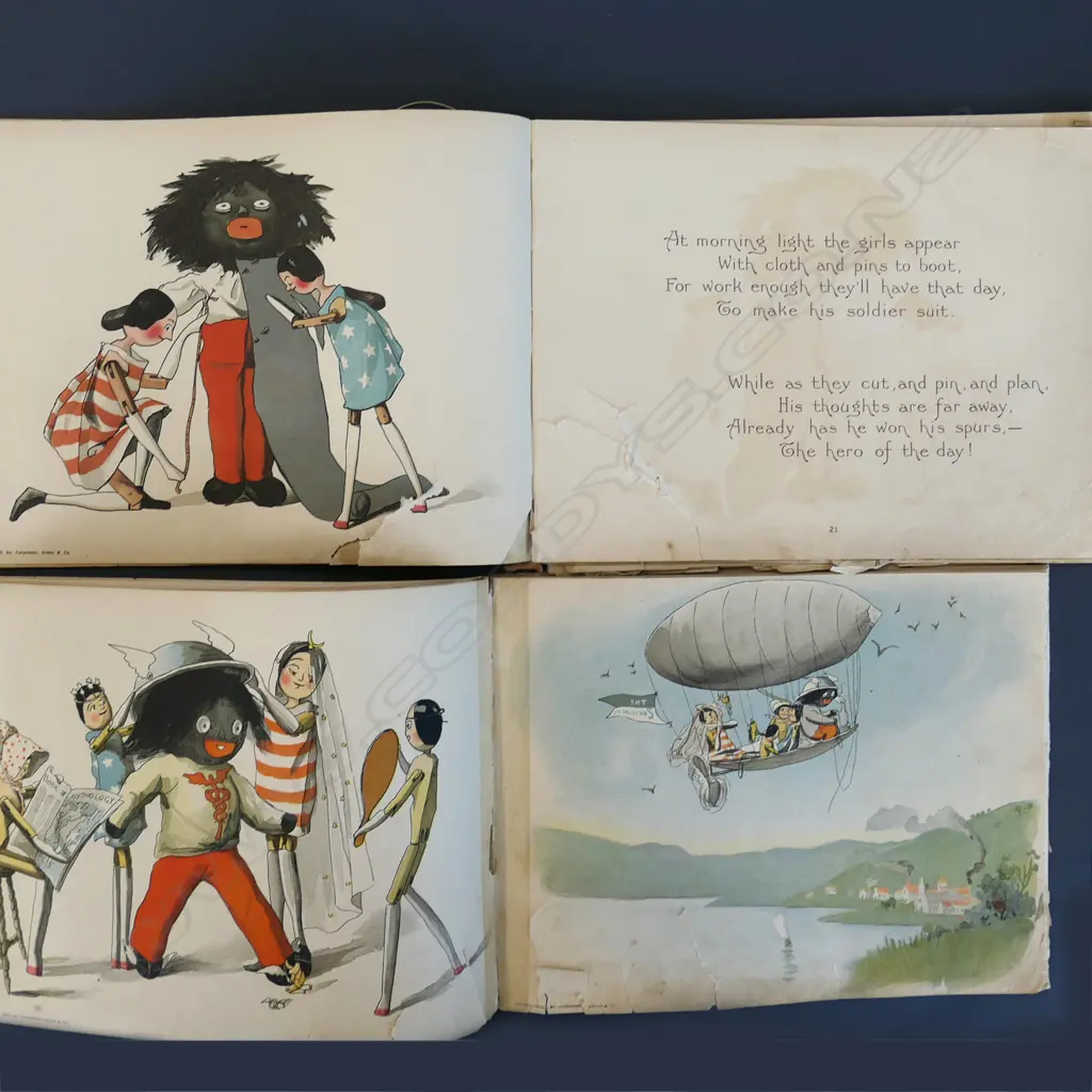 2 ANTIQUE BOOKS; 'THE GOLLIWOGG IN WAR' + 'THE GOLLIWOGGS AIR-SHIP' Image 1++