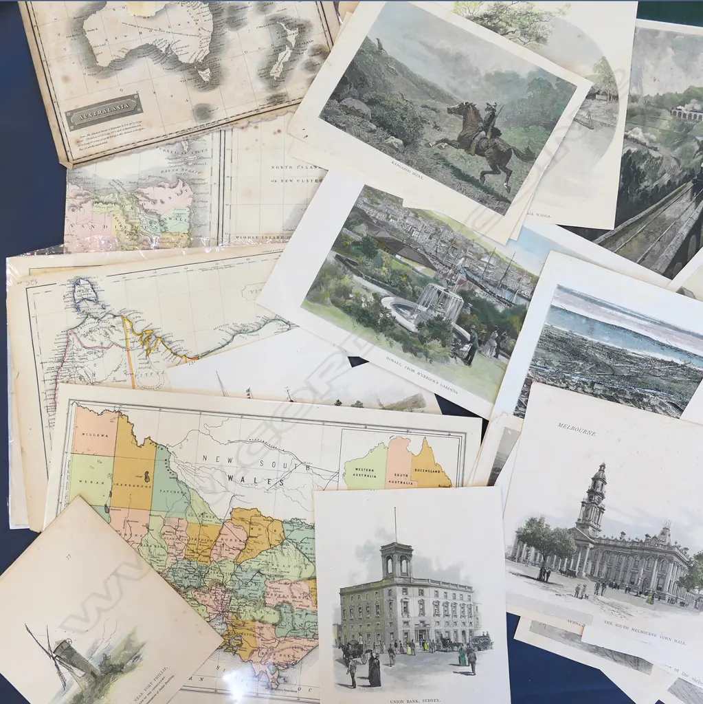 5 AUSTRALIAN MAPS c1850s + ASST.  AUSTRALIAN ENGRAVINGS Image 1++