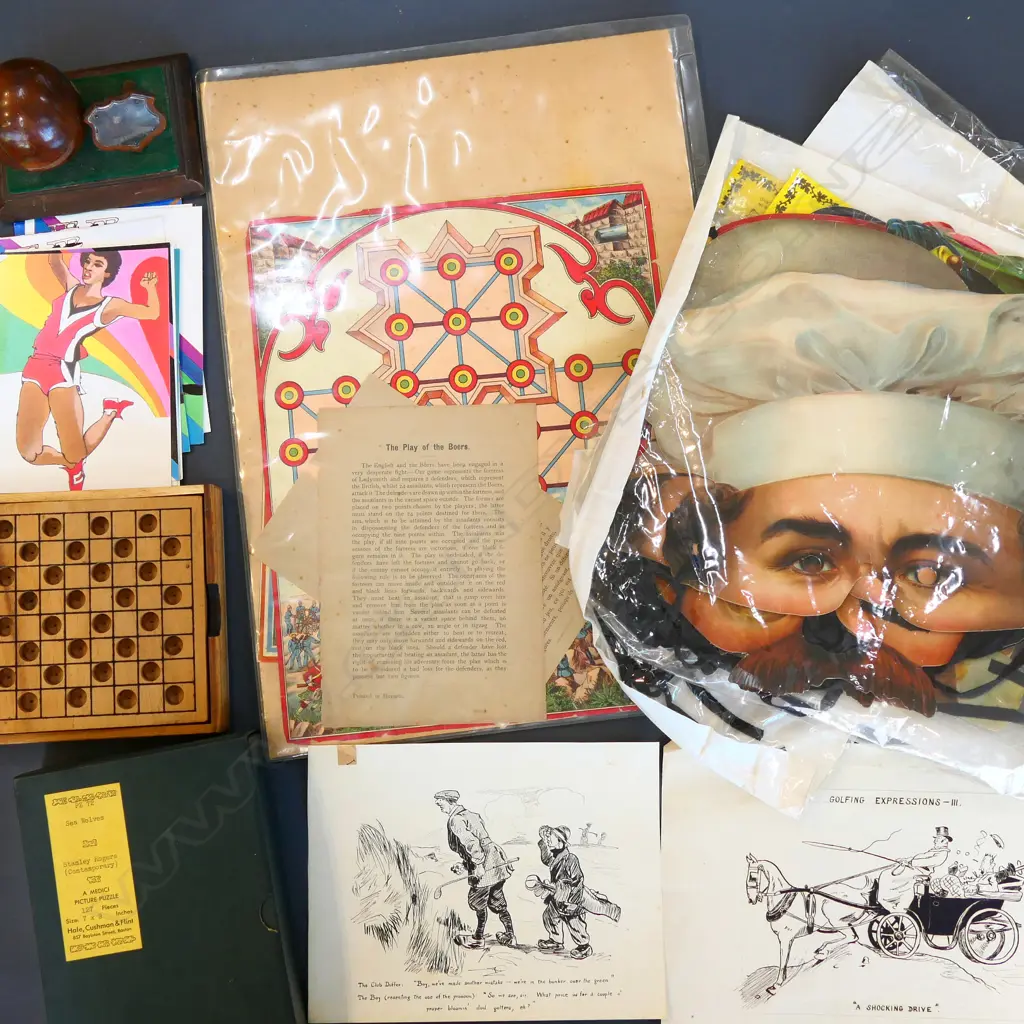 ASST. GAMES & SPORTING ITEMS INCL. POSTCARDS Image 1++
