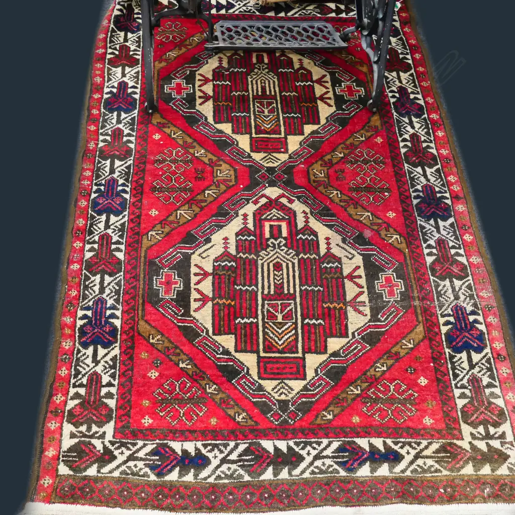 BALUCHI HAND KNOTTED SMALL TWINMEDALLION RUG 1500 x 920 mm Image 1++