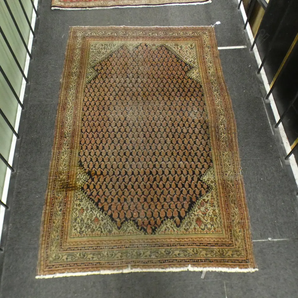 ANTIQUE SERABAND RUG, WORN & BURN MARK 1900 x 1220mm Image 1++