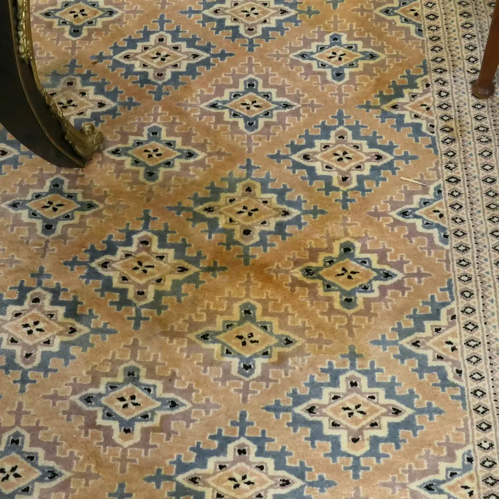 EXTRA LG HAND KNOTTED INDO-PERSIAN CARPET, PALE APRICOT TONES, SOME STAINING, 5400 x 3700 mm Image 1++
