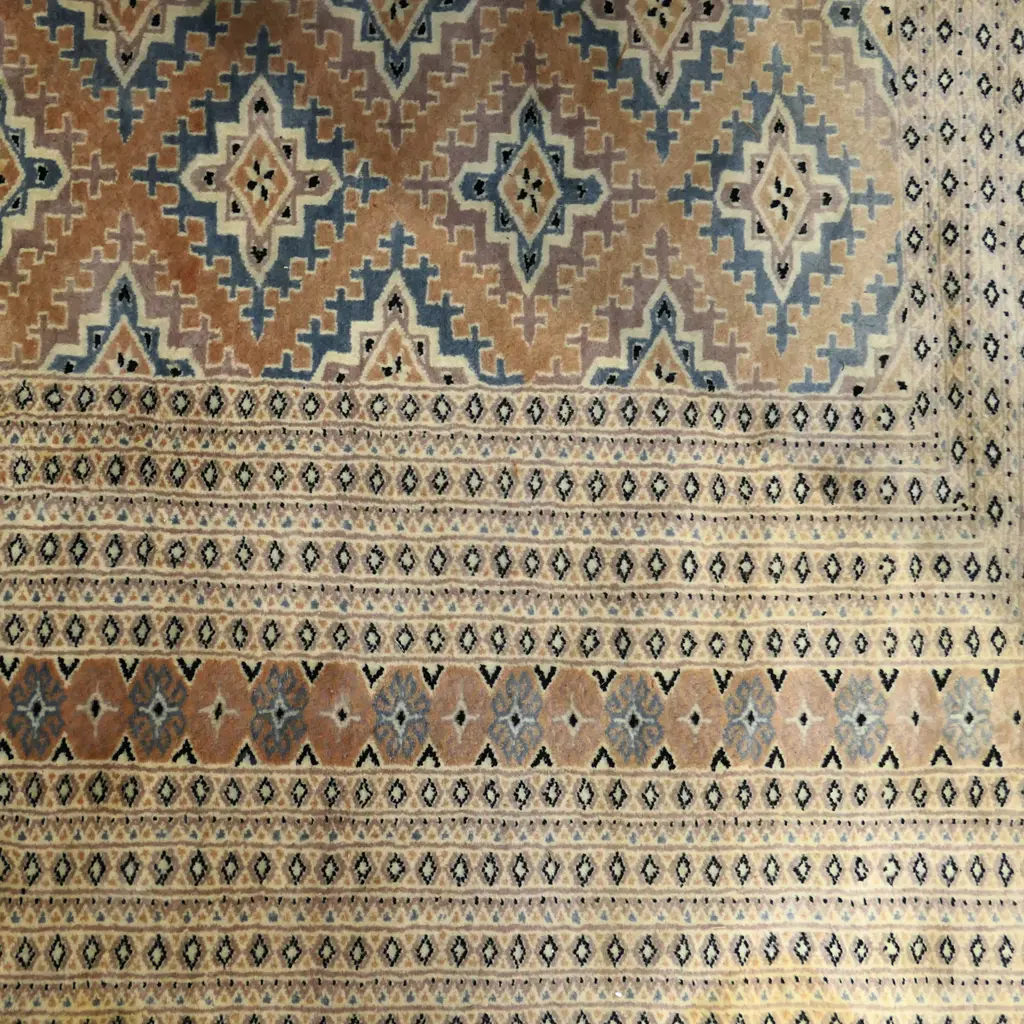 EXTRA LG HAND KNOTTED INDO-PERSIAN CARPET, PALE APRICOT TONES, SOME STAINING, 5400 x 3700 mm Image 1++