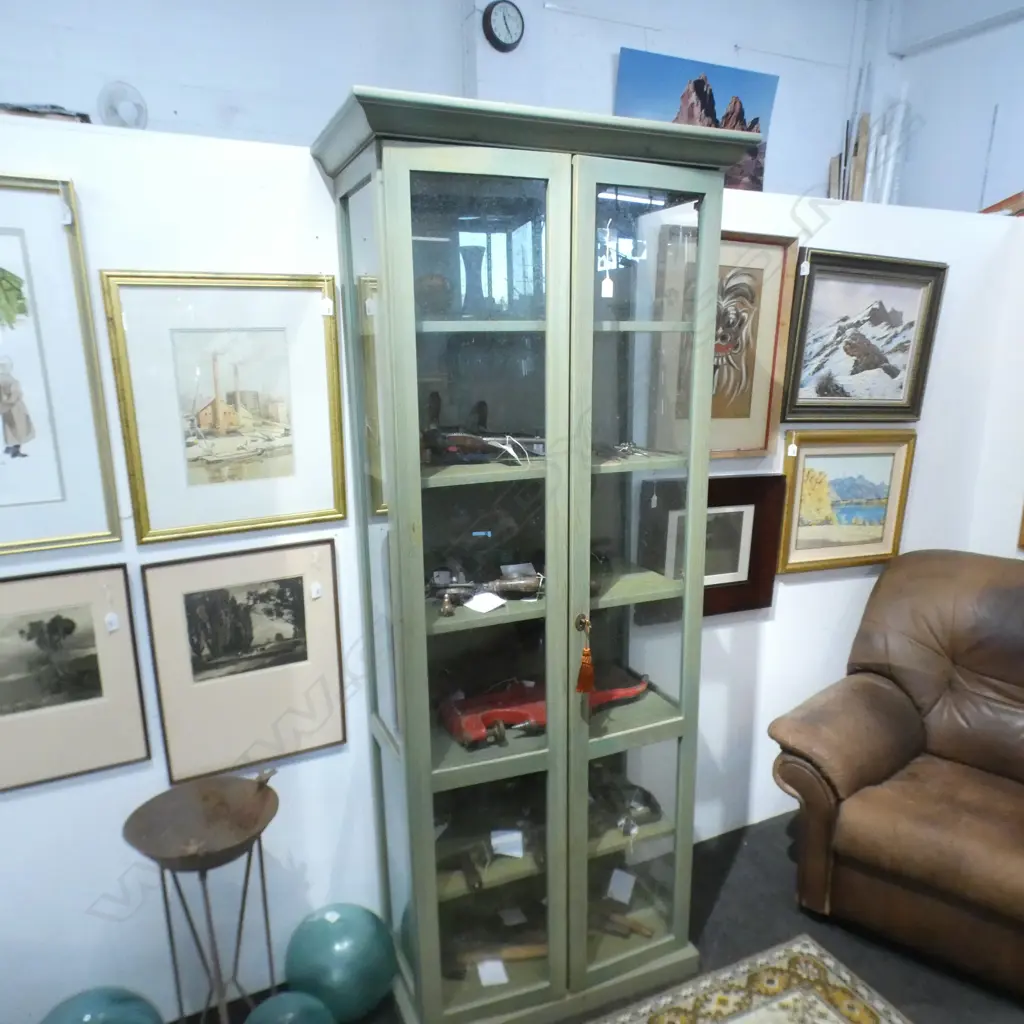 GLAZED GREEN WASHED CABINET 800 x 430 x 2030mm Image 1++