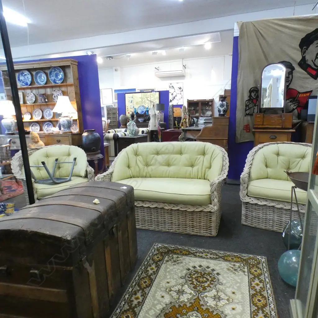 CANE LOUNGE SUIT -COUCH & TWO CHAIRS Image 1++