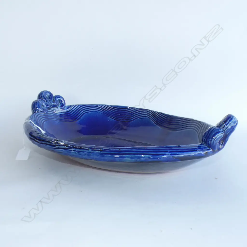 LARGE TONY SLY PLATTER, BLUE GLAZE 475x350mm Image 1++