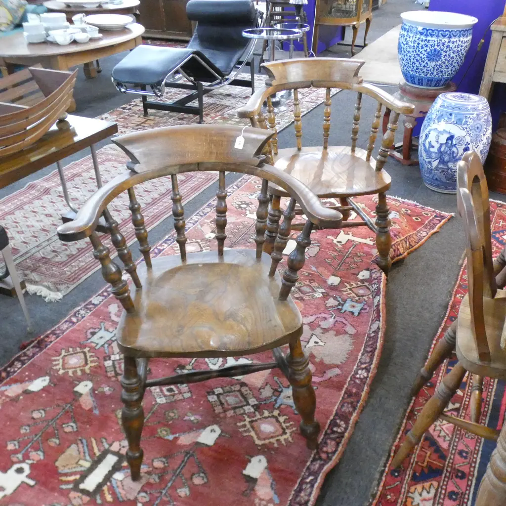 PAIR YEW OR ELM CAPTAINS CHAIRS Image 1++